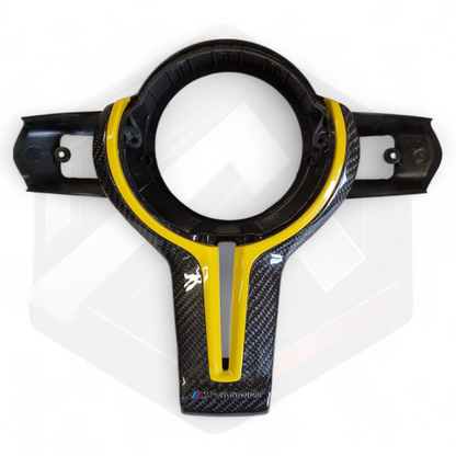 BMW F Series Carbon Fibre Centre Trim - Yellow MPERFORMANCE Logo