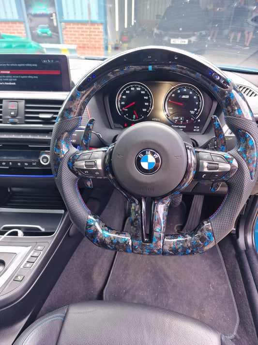 BMW F87 Forged Carbon Fibre & Leather Flat Bottom Custom Wheel Order
